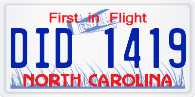 NC license plate DID1419