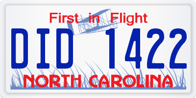 NC license plate DID1422