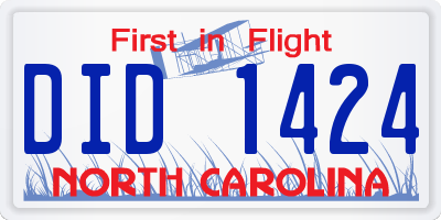 NC license plate DID1424