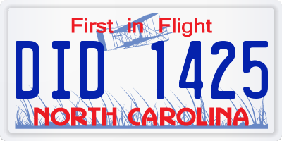 NC license plate DID1425