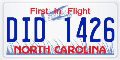 NC license plate DID1426