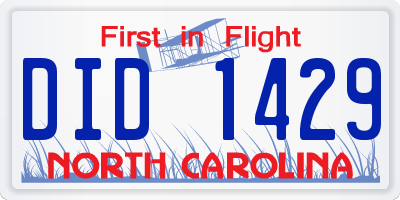 NC license plate DID1429