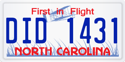 NC license plate DID1431