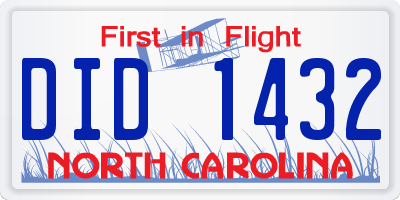 NC license plate DID1432