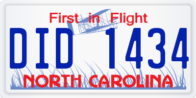 NC license plate DID1434