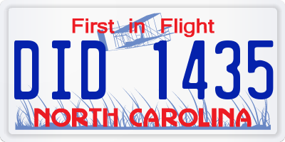 NC license plate DID1435