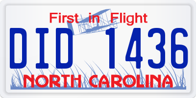 NC license plate DID1436