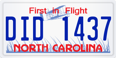 NC license plate DID1437