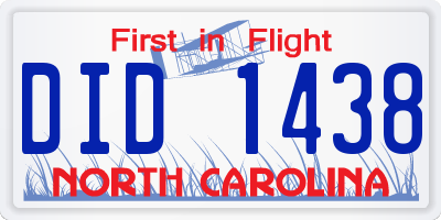 NC license plate DID1438