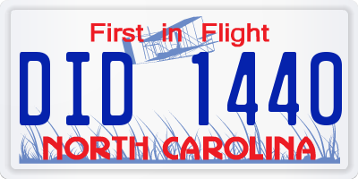 NC license plate DID1440