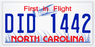 NC license plate DID1442