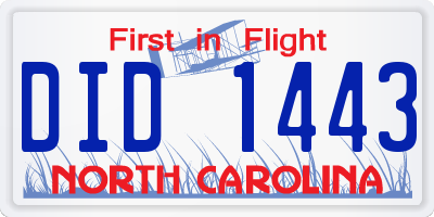 NC license plate DID1443