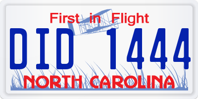 NC license plate DID1444