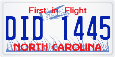 NC license plate DID1445
