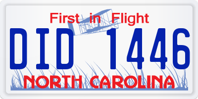 NC license plate DID1446