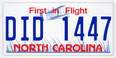 NC license plate DID1447