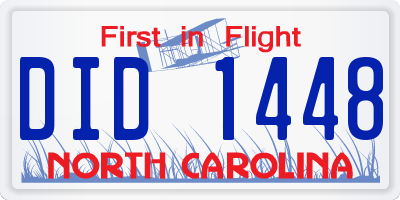 NC license plate DID1448