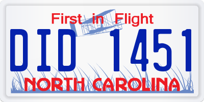 NC license plate DID1451