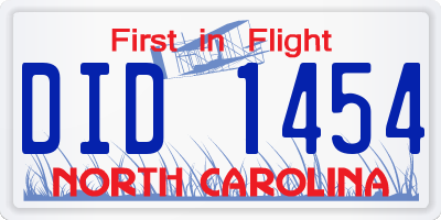 NC license plate DID1454