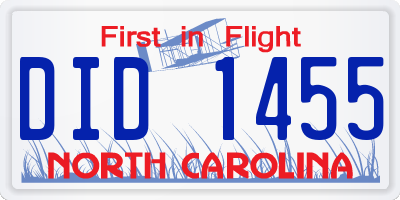 NC license plate DID1455