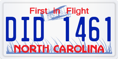 NC license plate DID1461