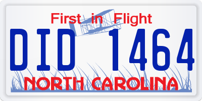 NC license plate DID1464