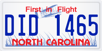 NC license plate DID1465