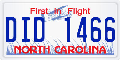 NC license plate DID1466