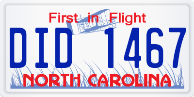 NC license plate DID1467