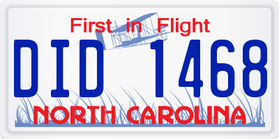 NC license plate DID1468