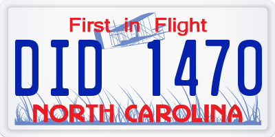 NC license plate DID1470