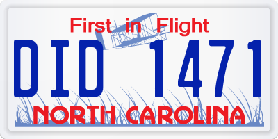 NC license plate DID1471