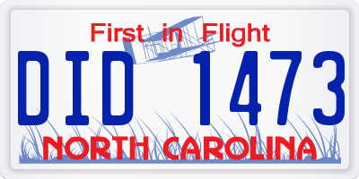 NC license plate DID1473