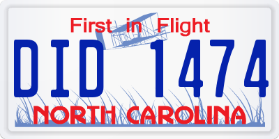 NC license plate DID1474