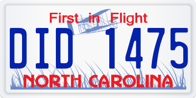 NC license plate DID1475
