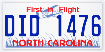 NC license plate DID1476