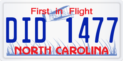 NC license plate DID1477