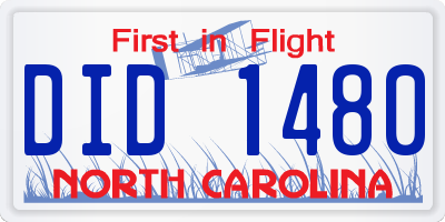 NC license plate DID1480