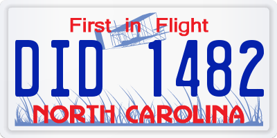 NC license plate DID1482