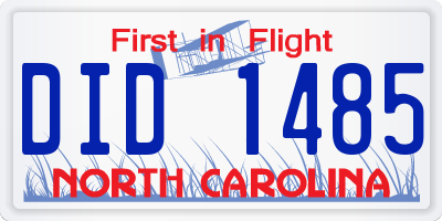 NC license plate DID1485