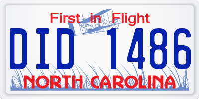 NC license plate DID1486