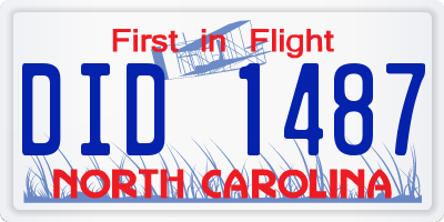 NC license plate DID1487