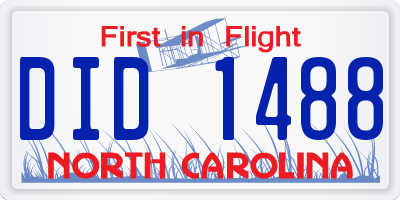 NC license plate DID1488