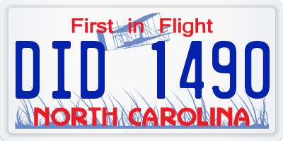 NC license plate DID1490