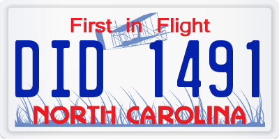 NC license plate DID1491