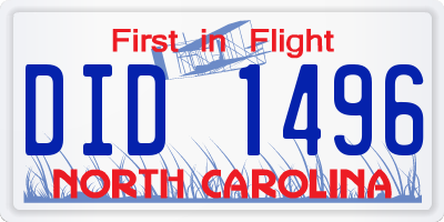 NC license plate DID1496