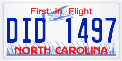 NC license plate DID1497
