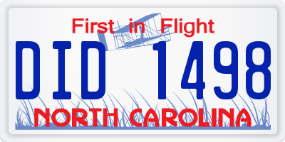NC license plate DID1498