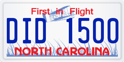 NC license plate DID1500