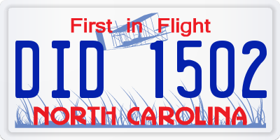 NC license plate DID1502